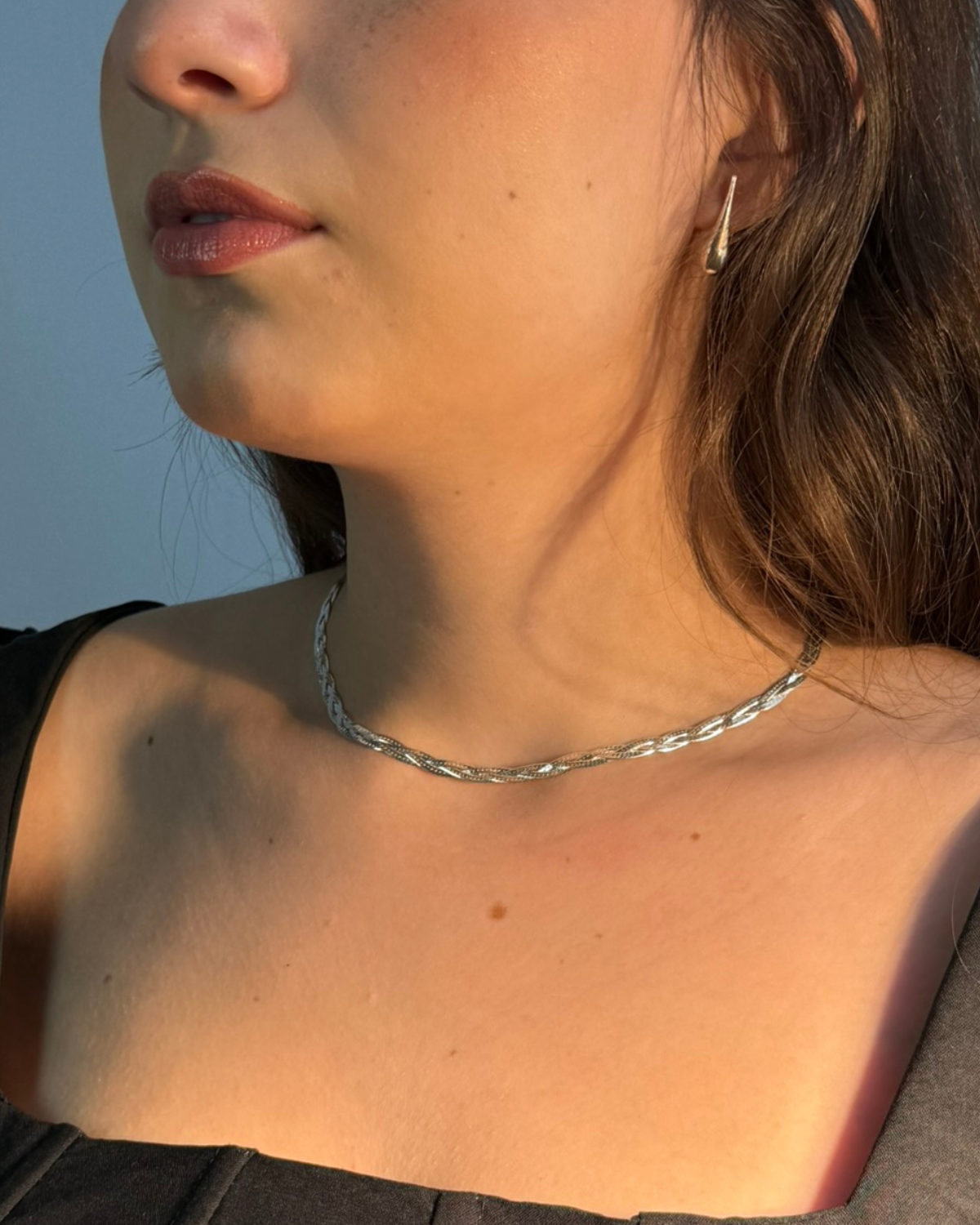 Choker Duplo Fio Prata 45 Cm