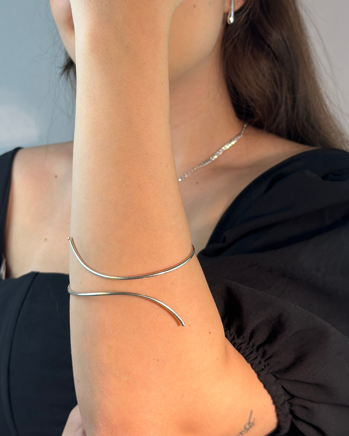 Bracelete Regulável Liso em Prata 925