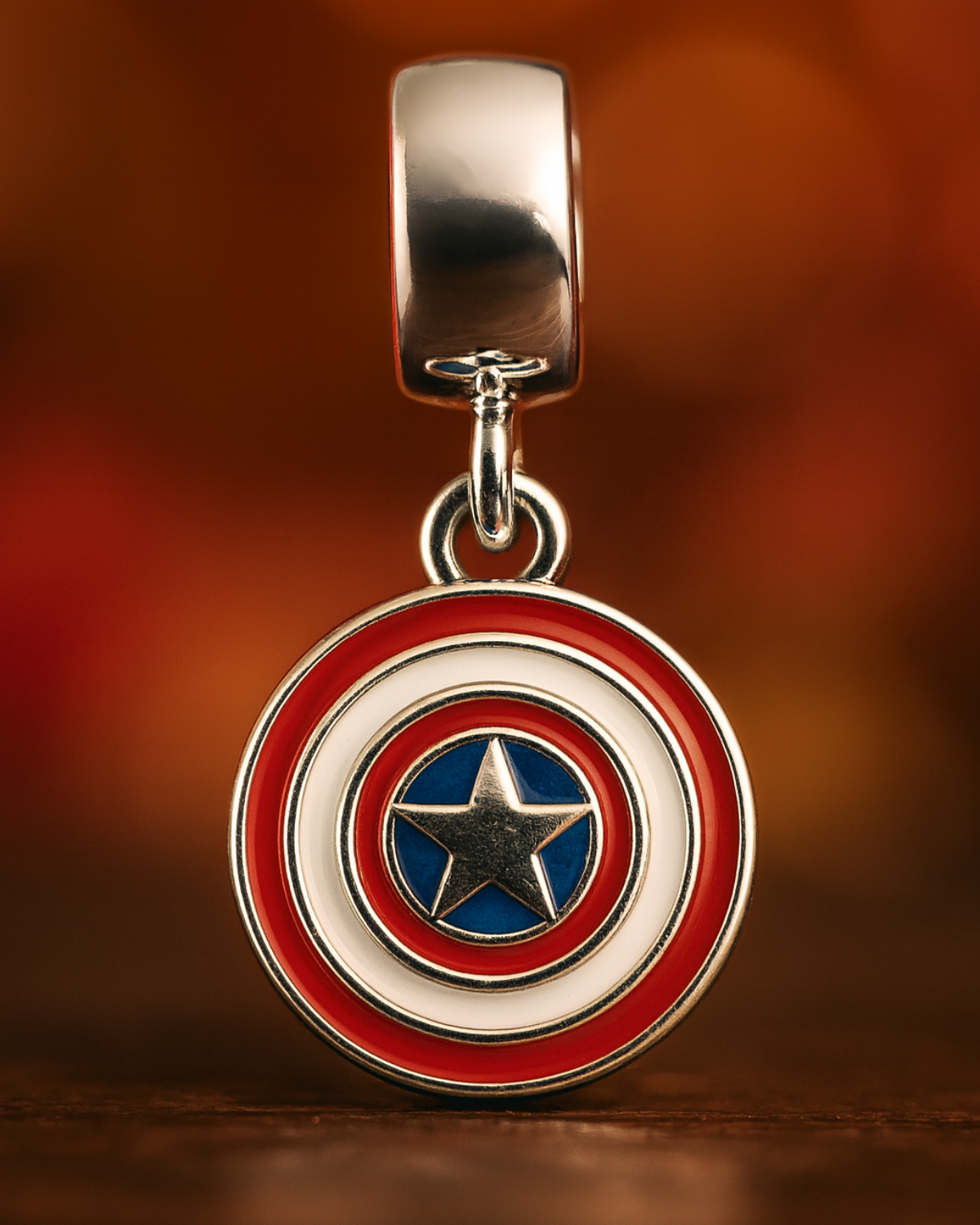 Berloque Escudo Capitão América Prata 925