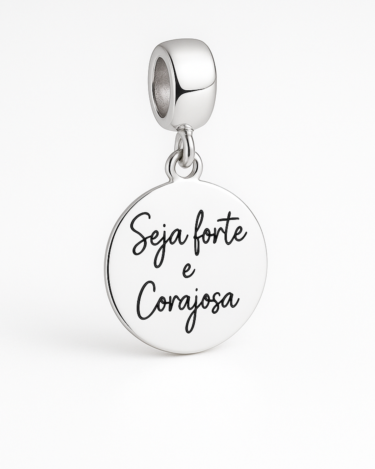 Berloque Seja Forte e Corajosa  Prata 925