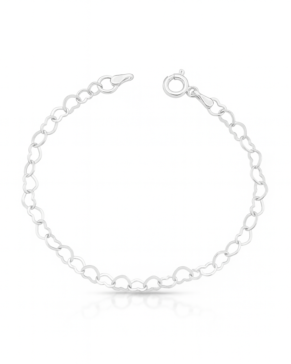 Pulseira Elos de Coração De Prata 925