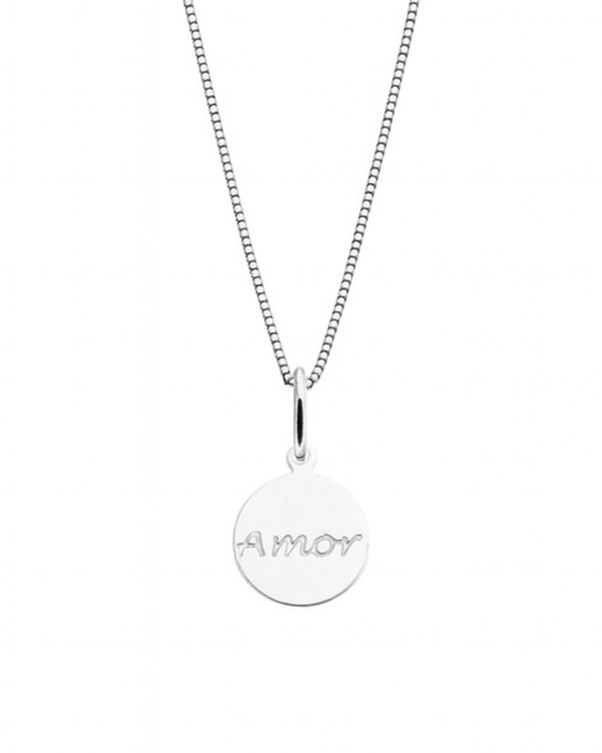 Colar Medalha Amor em Prata 925 I 45 CM