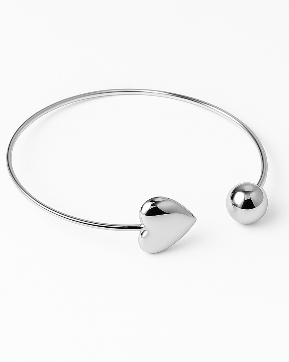 Bracelete Bolinha e Coração Prata 925