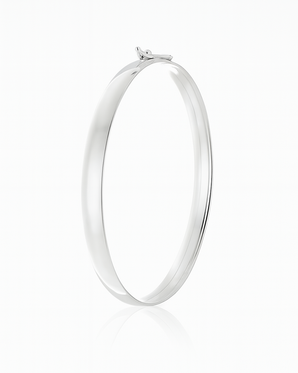 Bracelete Liso 6 mm Aro arredondado 18 Cm Prata 925