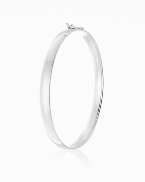 Bracelete Liso 6 mm Aro arredondado 18 Cm Prata 925