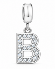 Berloque letras Cravejada Prata 925