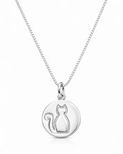 Colar Medalha Gato Prata 925