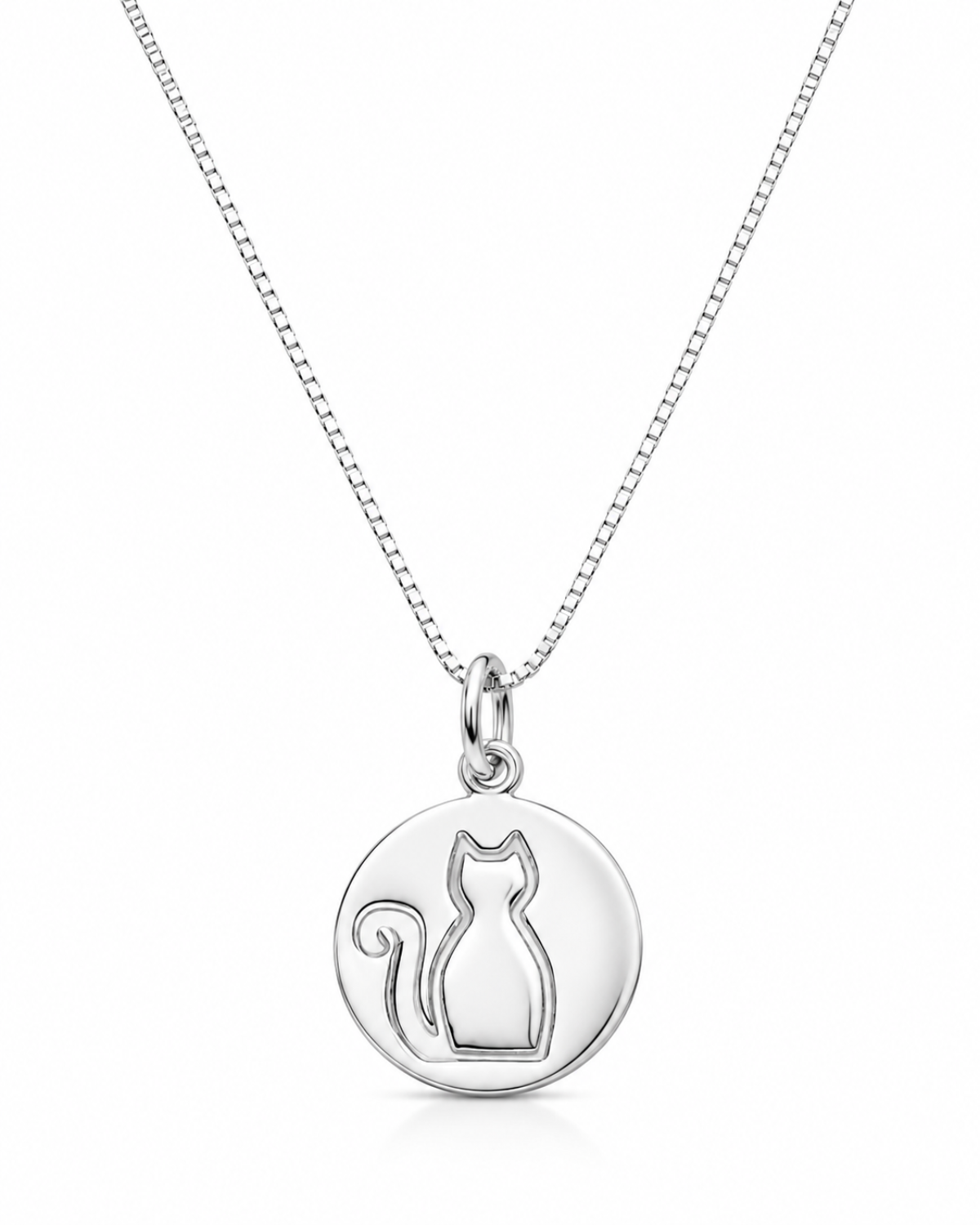 Colar Medalha Gato Prata 925