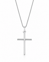 Corrente Masculina Cruz Lisa Em Prata 925