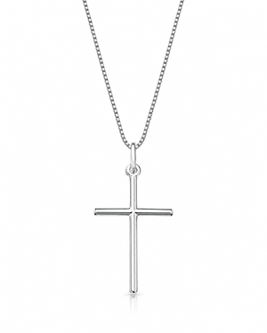 Corrente Masculina Cruz Lisa Em Prata 925