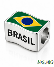 Berloque Passador Bandeira do Brasil Prata 925