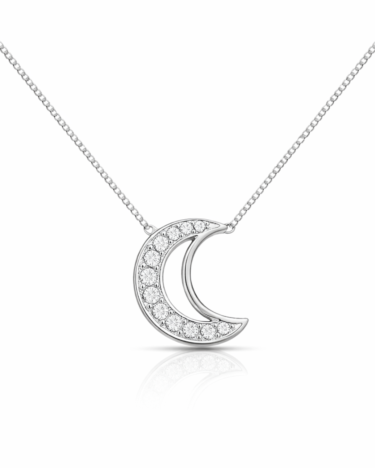 Colar Lua Cravejada em Prata 925
