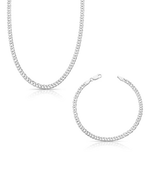 Conjunto Corrente e Pulseira Grumet 3mm – Prata 925 | Estilo Clássico e Versátil em Uma Joia Atemporal