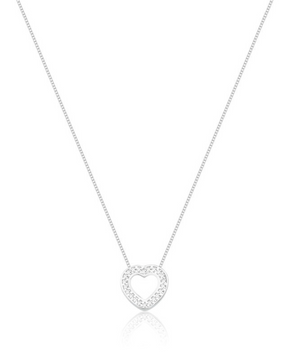 Colar Coração Vazado com Zircônia 10mm – Prata 925 | 45 CM