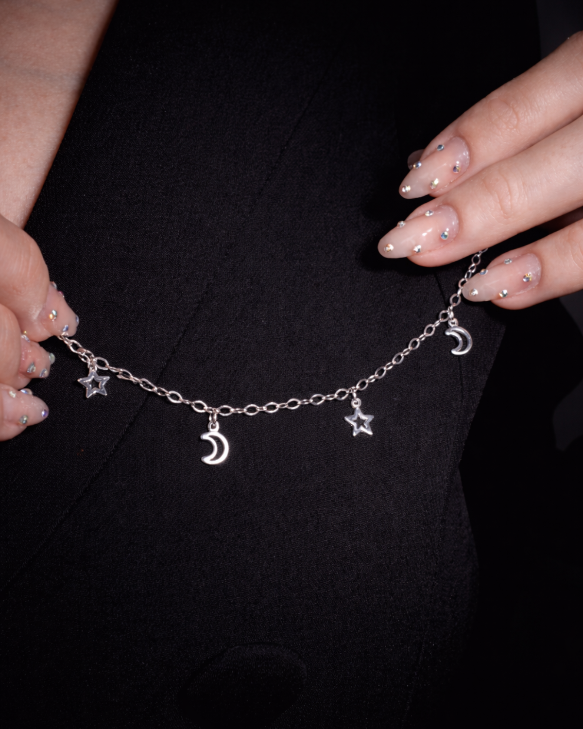 Pulseira Tornozeleira Lua e Estrela Prata 925