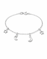 Pulseira Tornozeleira Lua e Estrela Prata 925