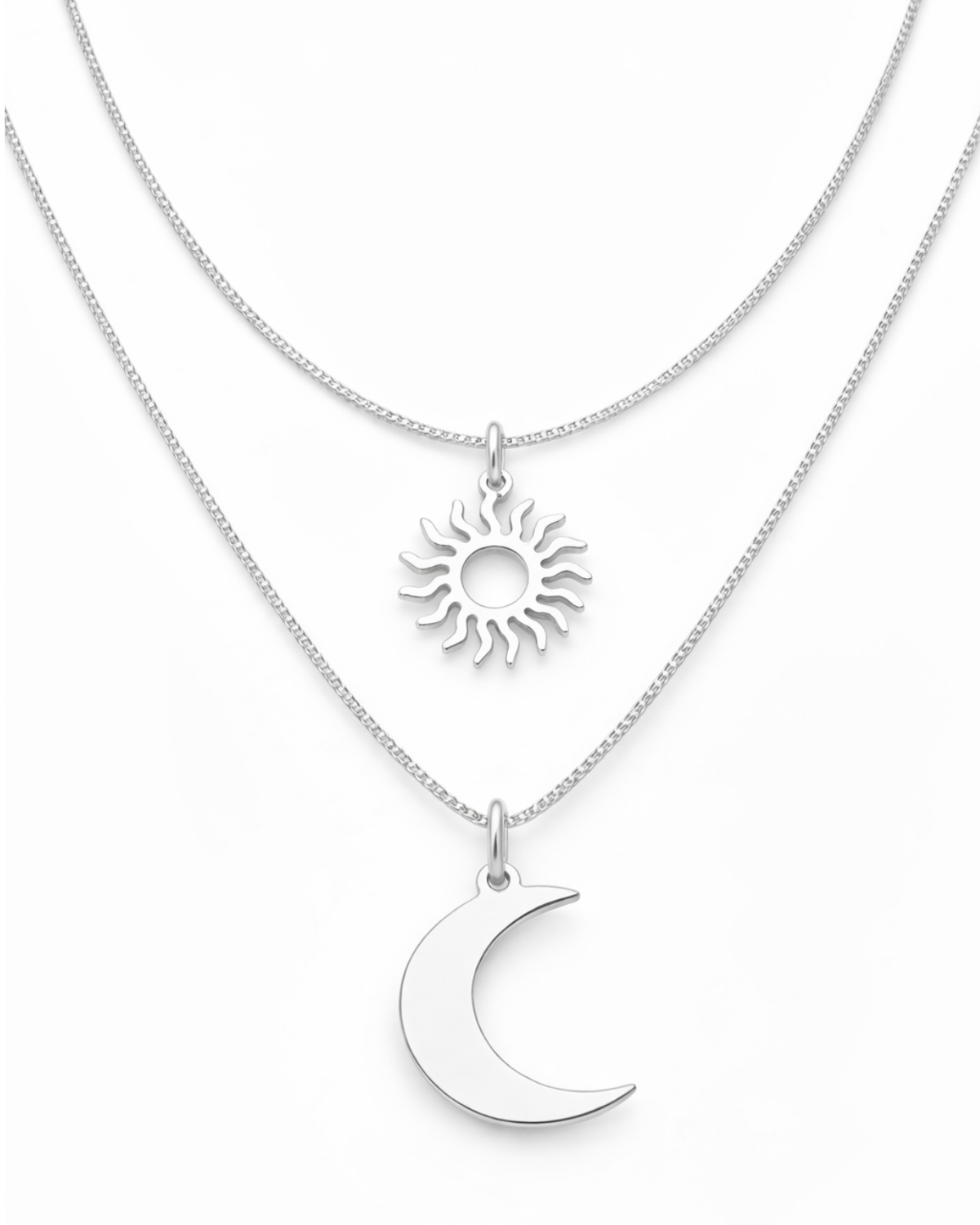 Kit Colar Sol e Lua Prata 925