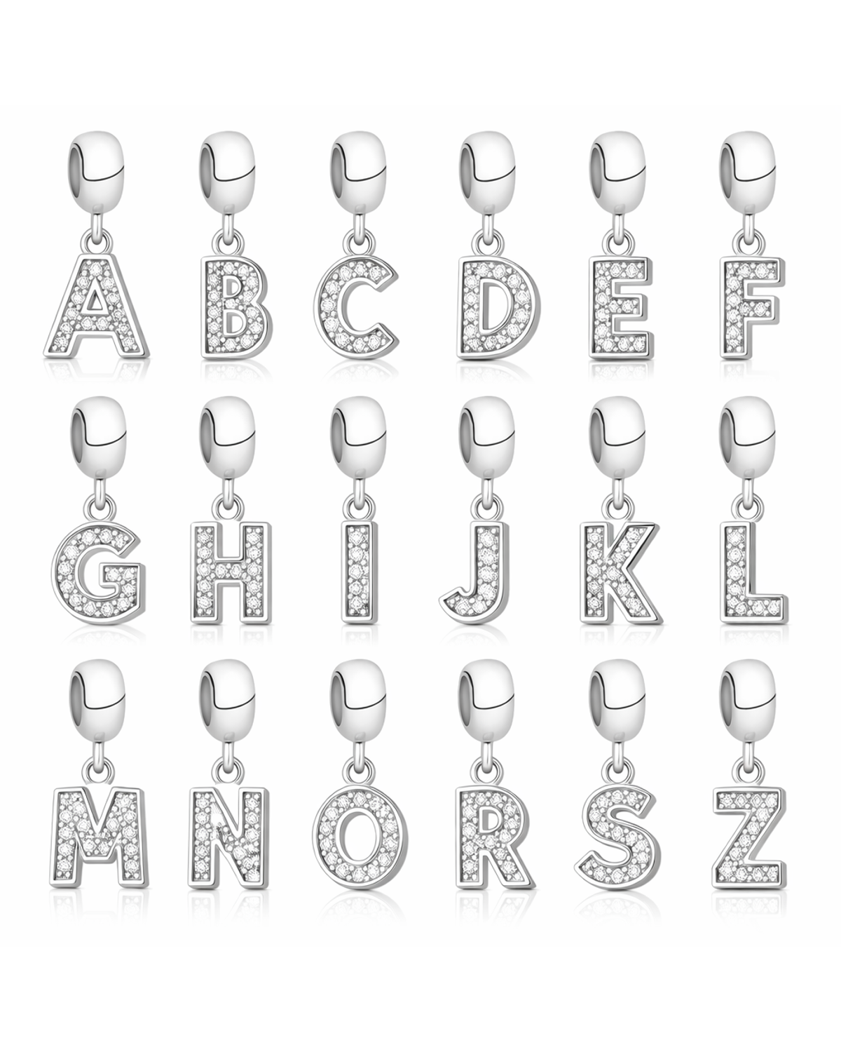 Berloque letras Cravejada Prata 925