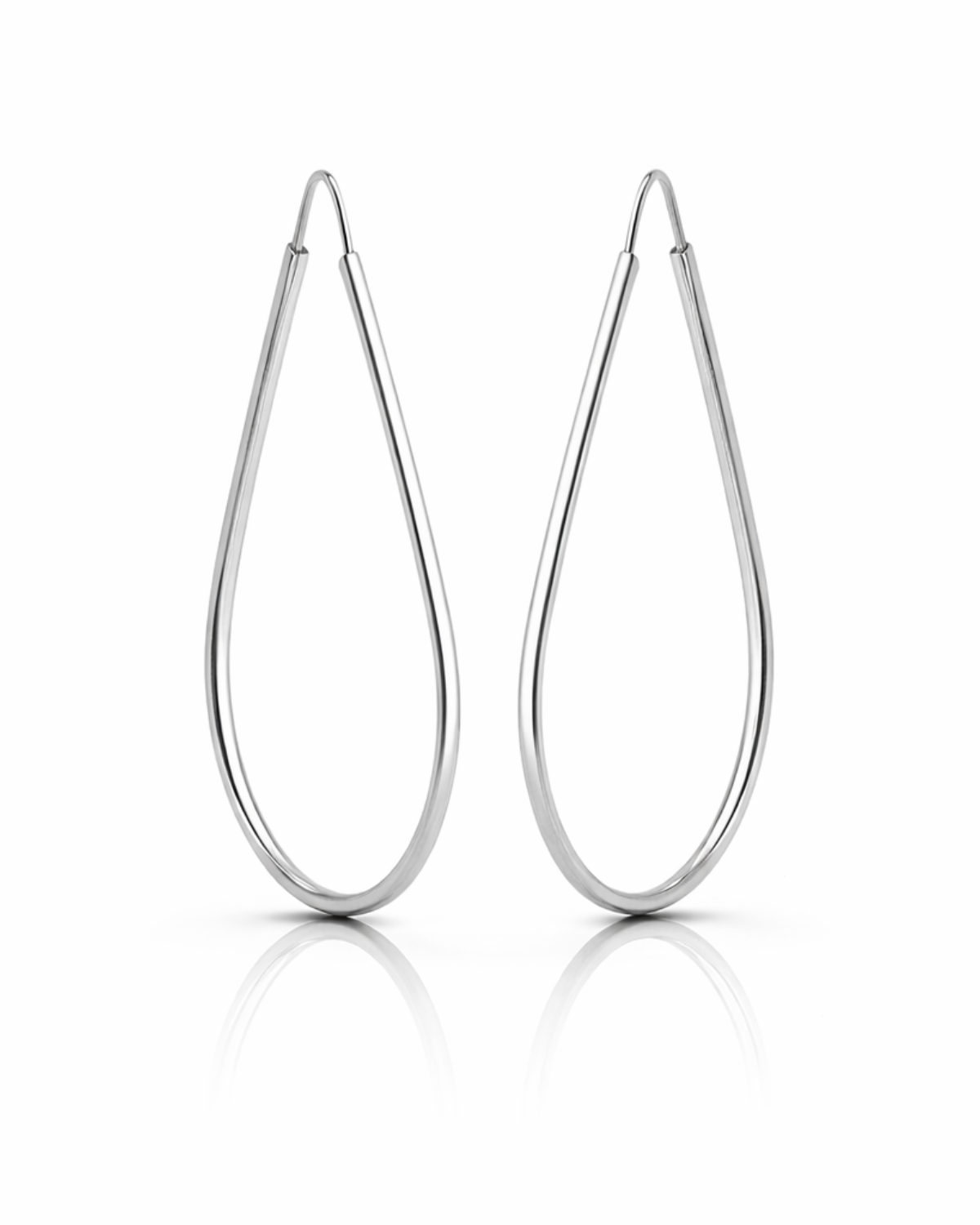 Brinco de Prata Argola Gota Vazado 3,5cm  Prata 925