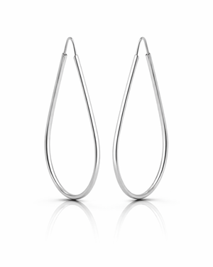 Brinco de Prata Argola Gota Vazado 3,5cm  Prata 925