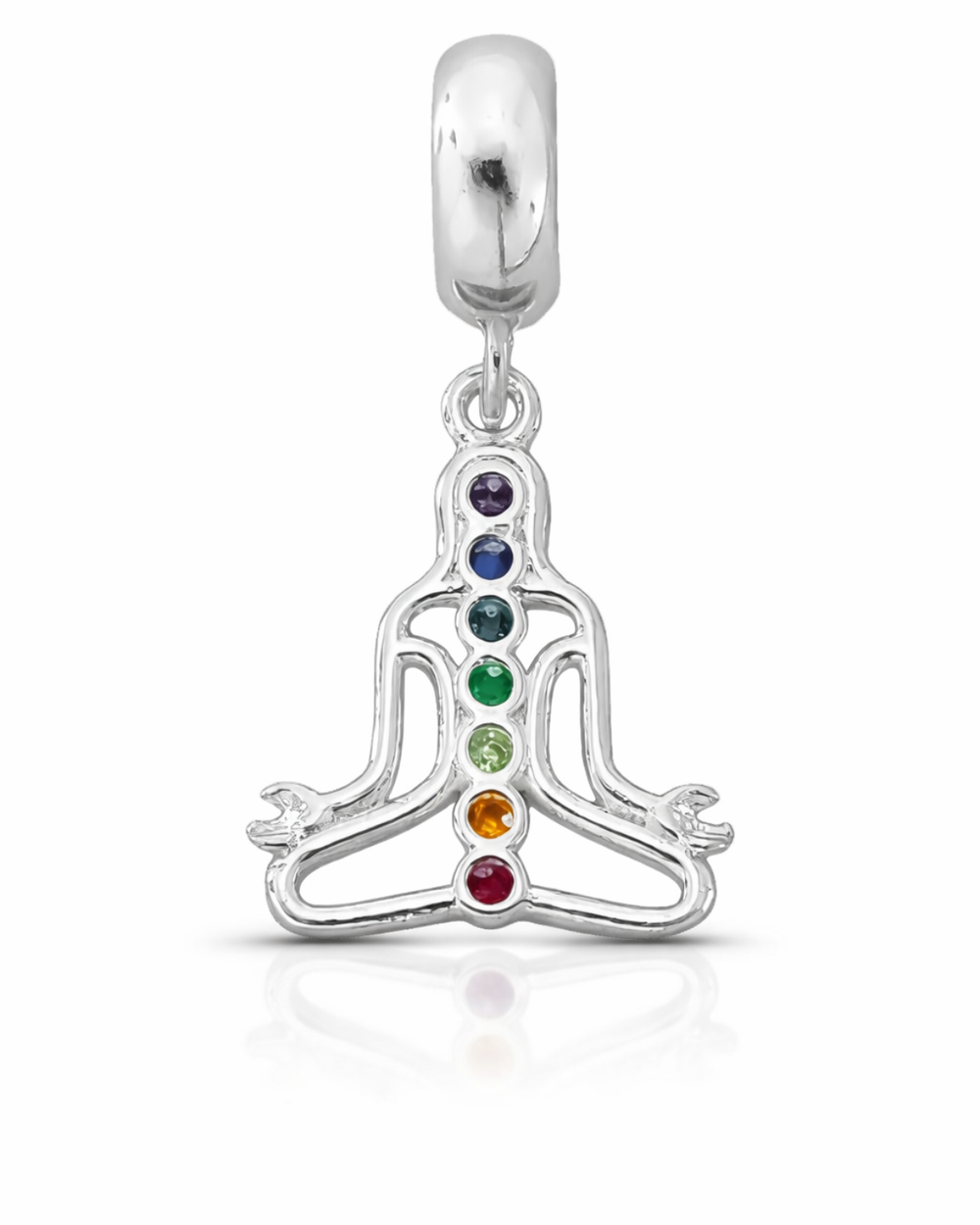 Berloque Sete Chakras Com Pedra Zircônia Prata 925