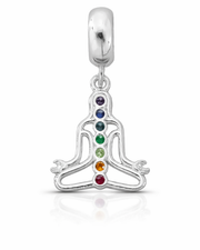 Berloque Sete Chakras Com Pedra Zircônia Prata 925