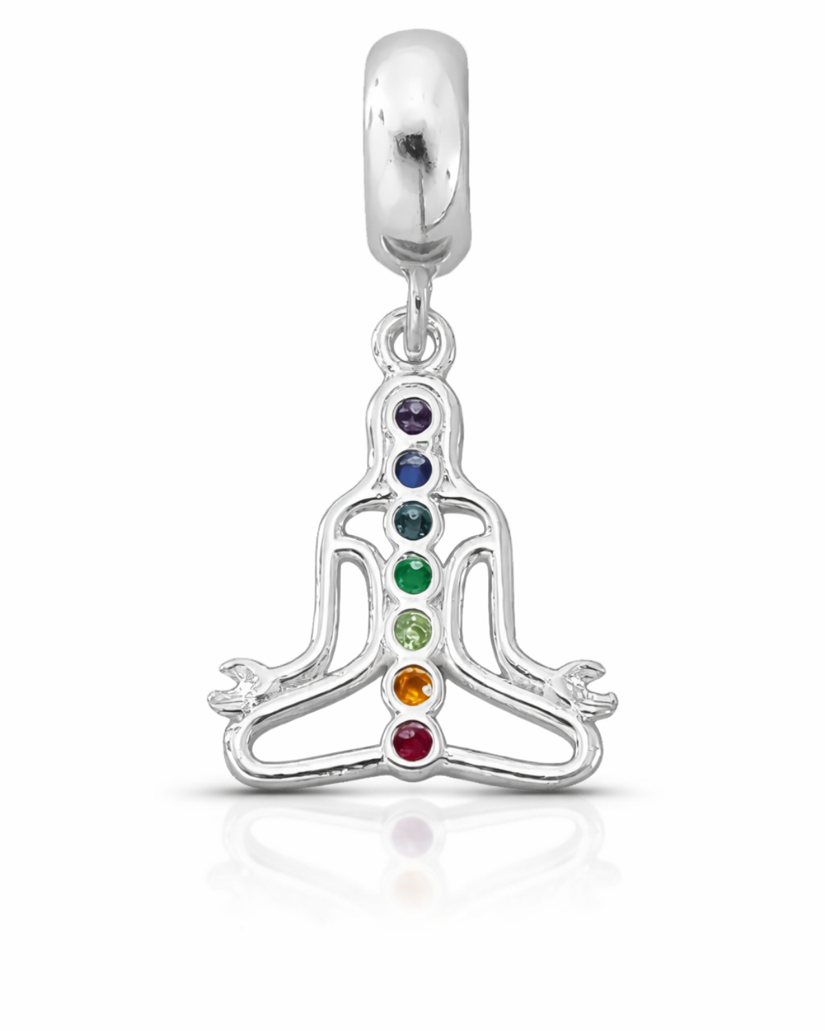 Berloque Sete Chakras Com Pedra Zircônia Prata 925
