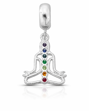Berloque Sete Chakras Com Pedra Zircônia Prata 925