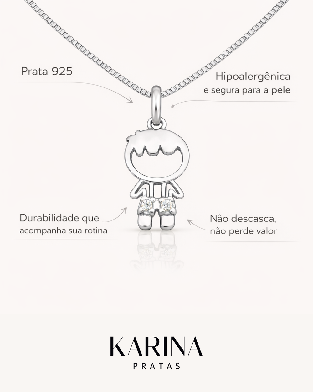 Colar Menino Em Prata 925