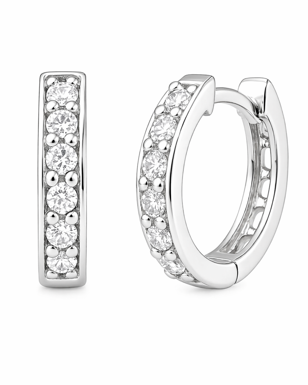 Brinco Argola Click Zircônia 10 mm Prata 925