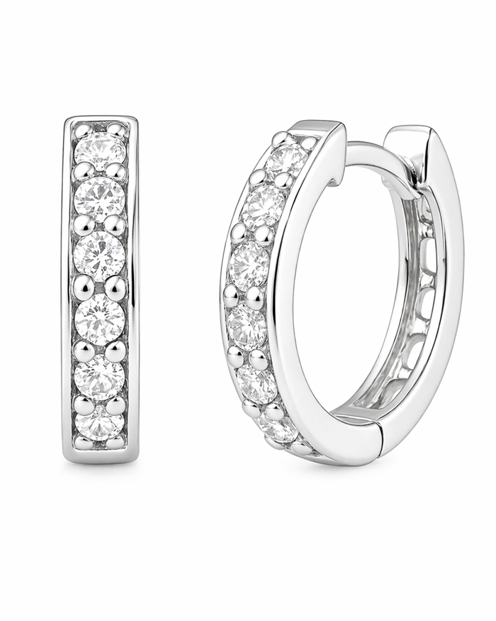 Brinco Argola Click Zircônia 10 mm Prata 925