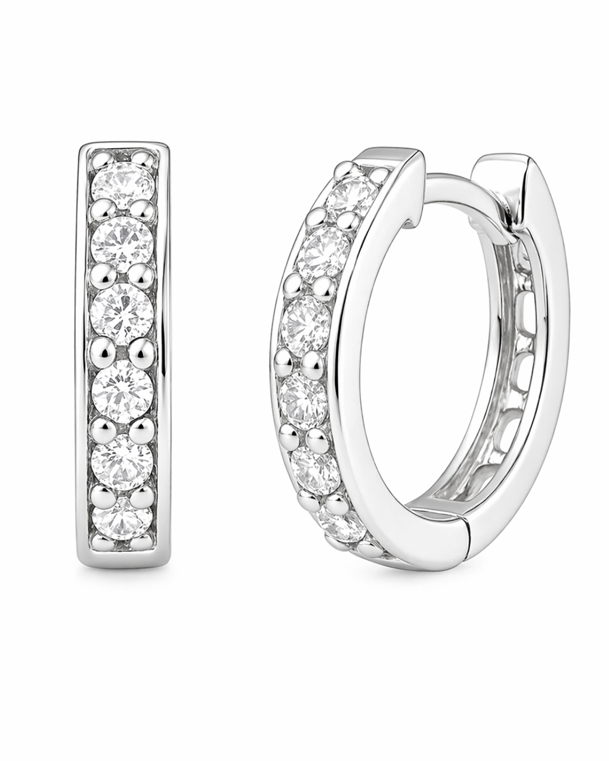 Brinco Argola Click Zircônia 10 mm Prata 925