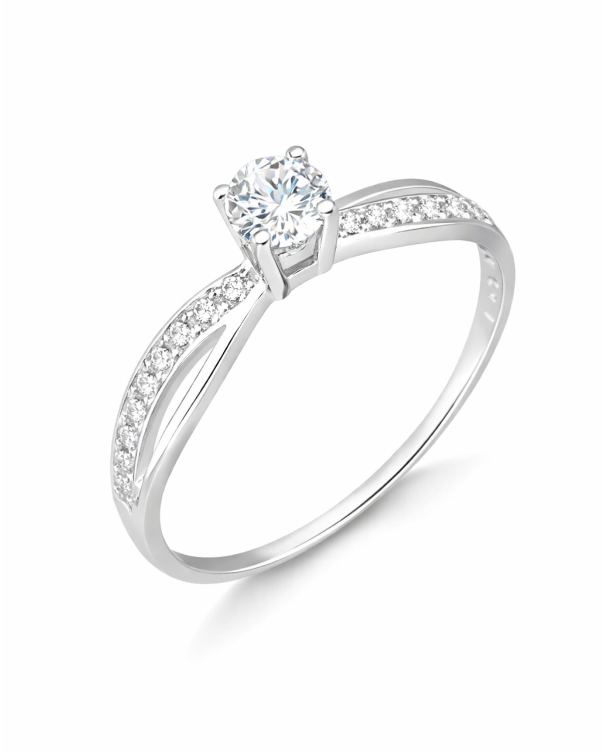 Anel Solitário Entrelaçado de  Prata 925