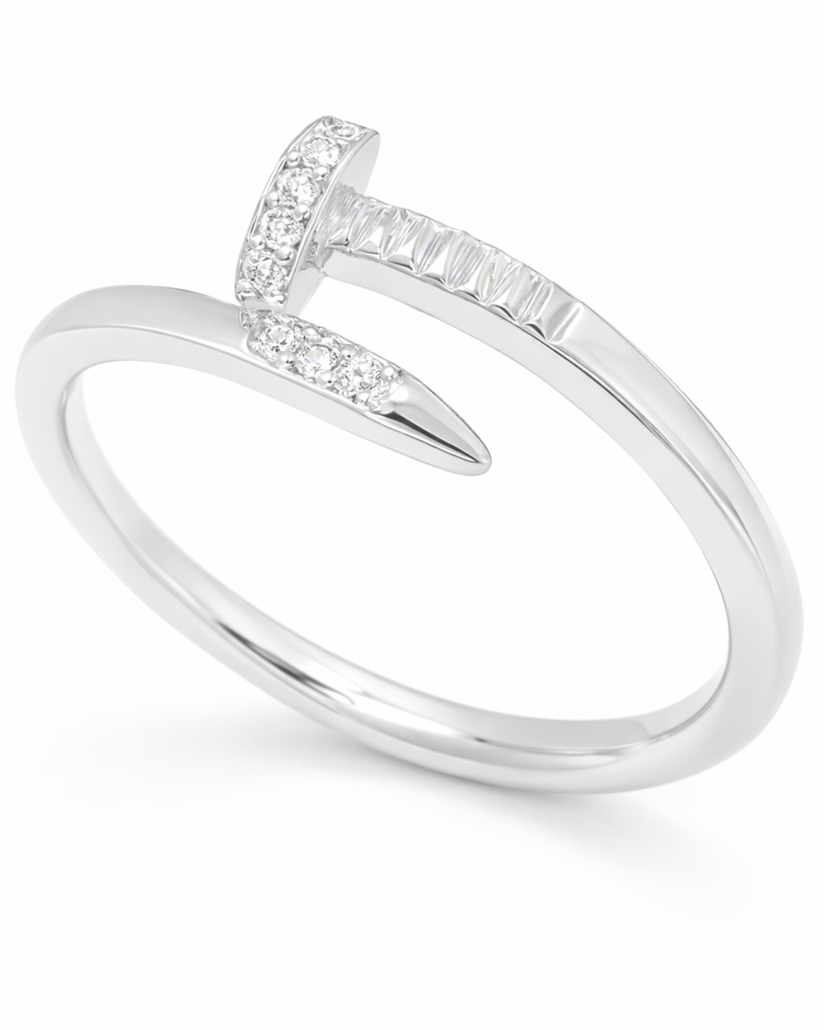 Anel Prego Cravejado Prata 925