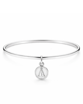 Bracelete Liso com Pingente Nossa Senhora em Prata 925