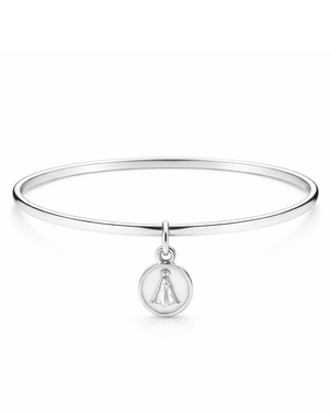 Bracelete Liso com Pingente Nossa Senhora em Prata 925