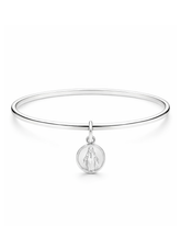 Bracelete Liso com Pingente Nossa Senhora das Graças em Prata 925