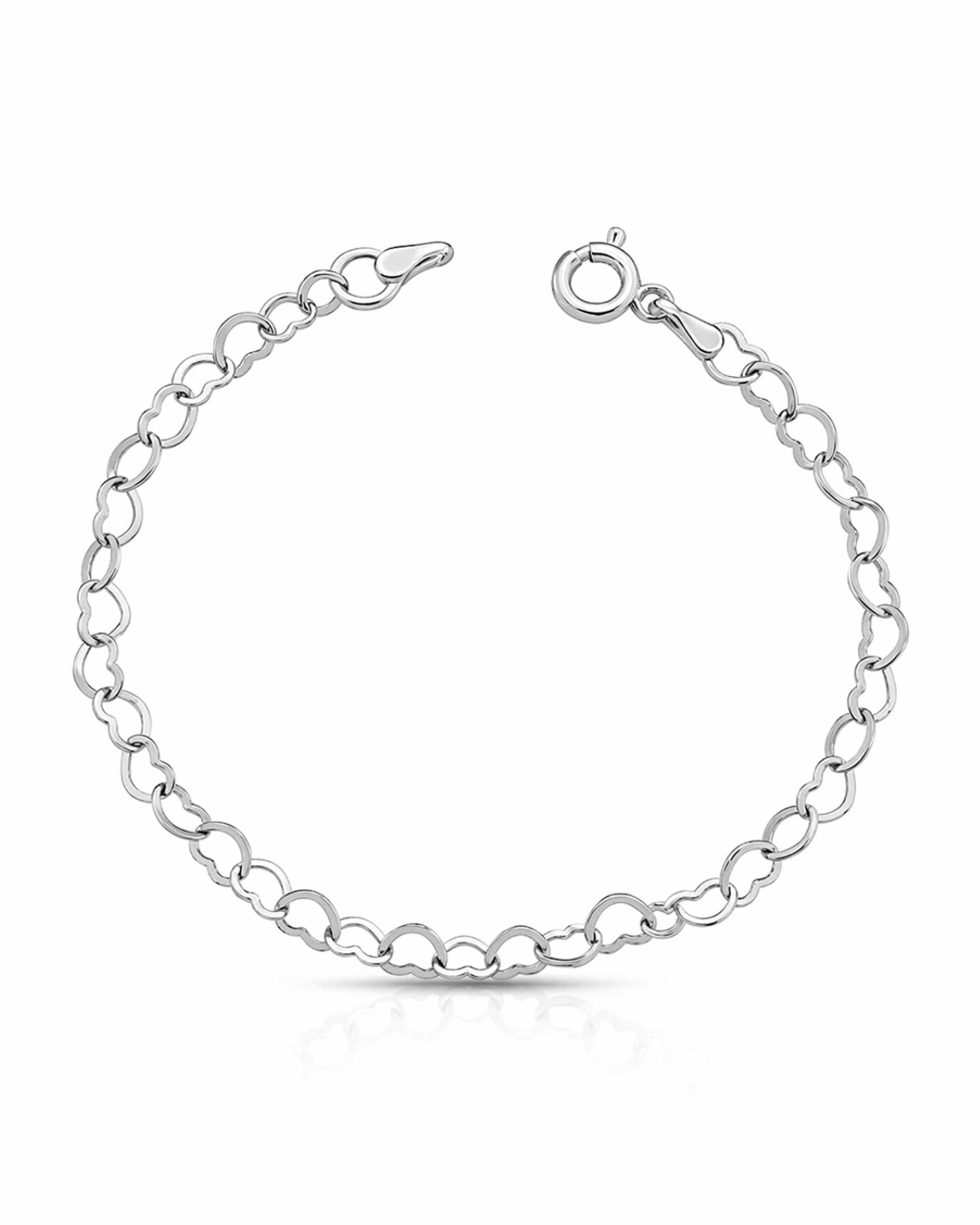 Pulseira Elos de Coração De Prata 925