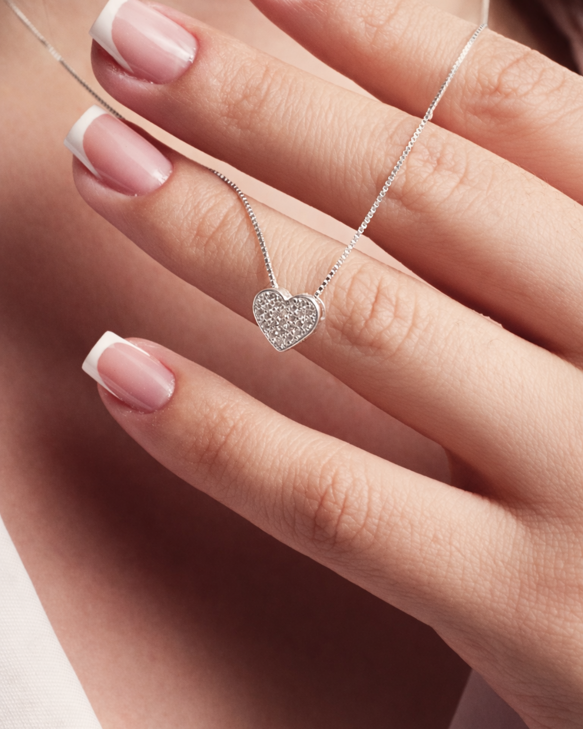 Colar Coração Cravejado Prata 925