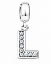 Berloque letras Cravejada Prata 925