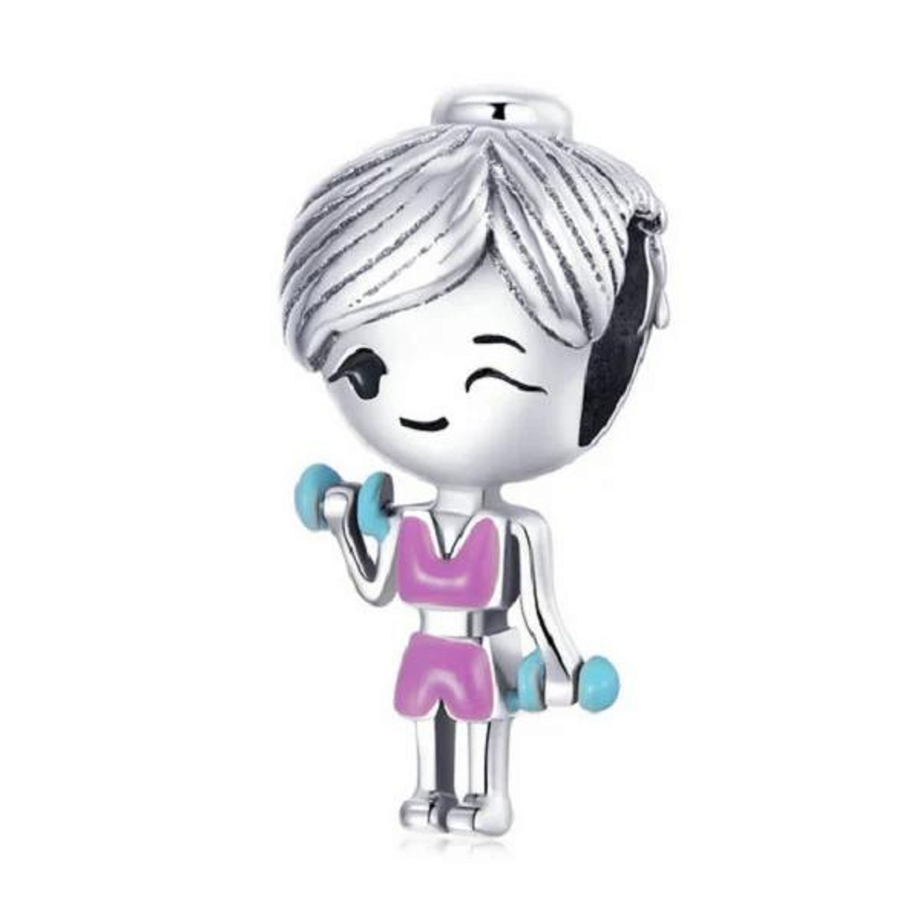 Berloque Menina Gym Charm Fitness  Em Prata 925