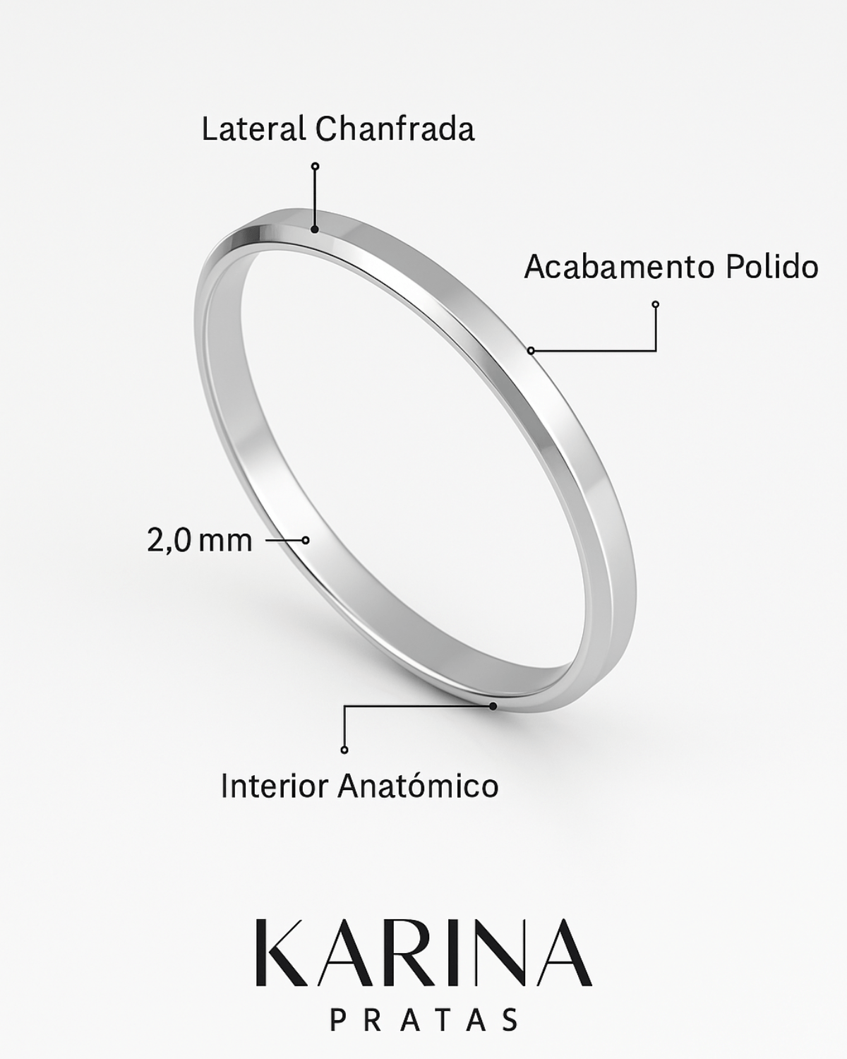 Aliança de Namoro 2mm Prata 950 - Karina Pratas