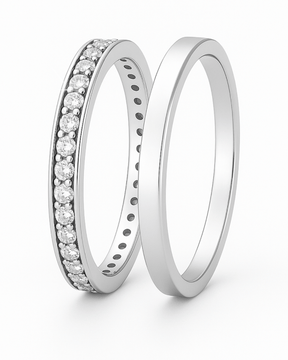 Alianças de Namoro Abaulada e Cravejada 2mm em Prata 950 - Karina Pratas