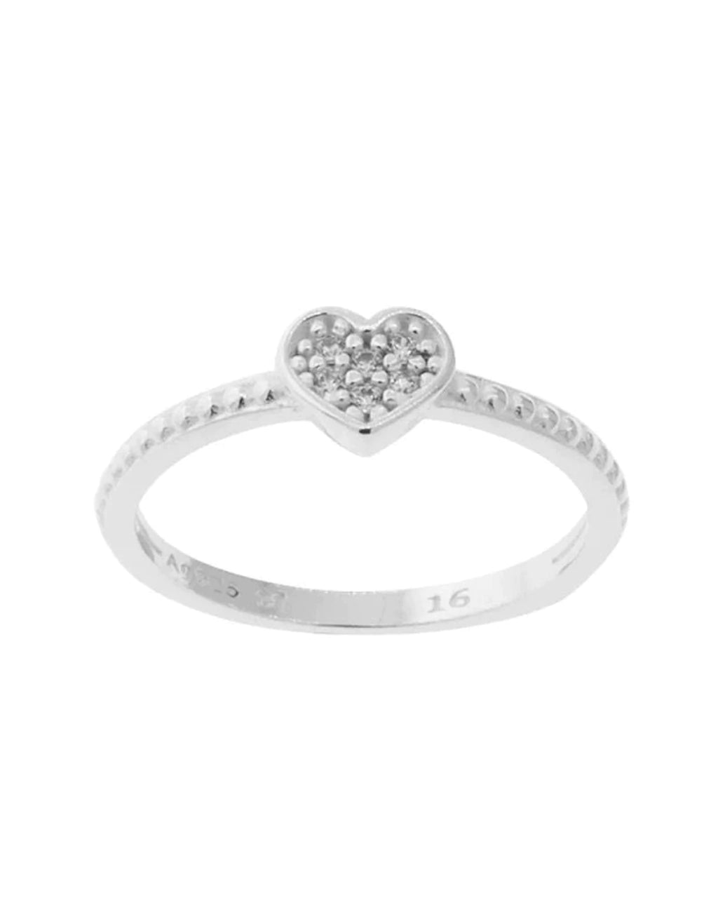 Anel Coração Cravejado Prata 925 - Karina Pratas