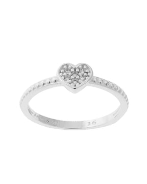Anel Coração Cravejado Prata 925 - Karina Pratas