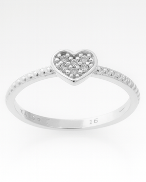 Anel Coração Cravejado Prata 925 - Karina Pratas