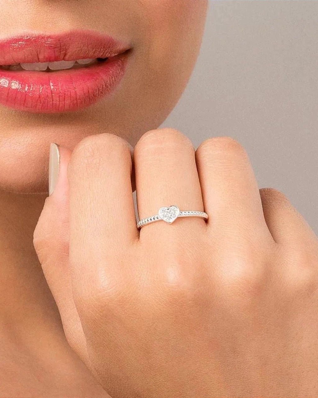 Anel Coração Cravejado Prata 925 - Karina Pratas