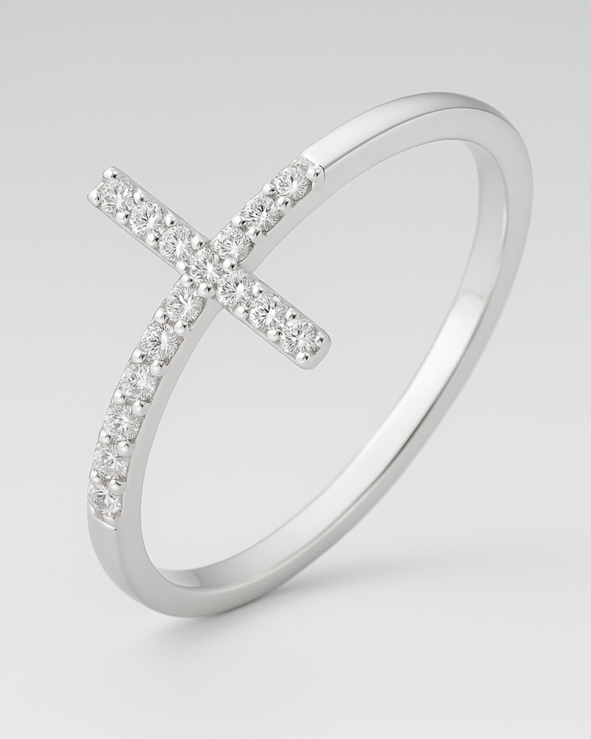 Anel De Prata Cruz Cravejado Prata 925 - Karina Pratas