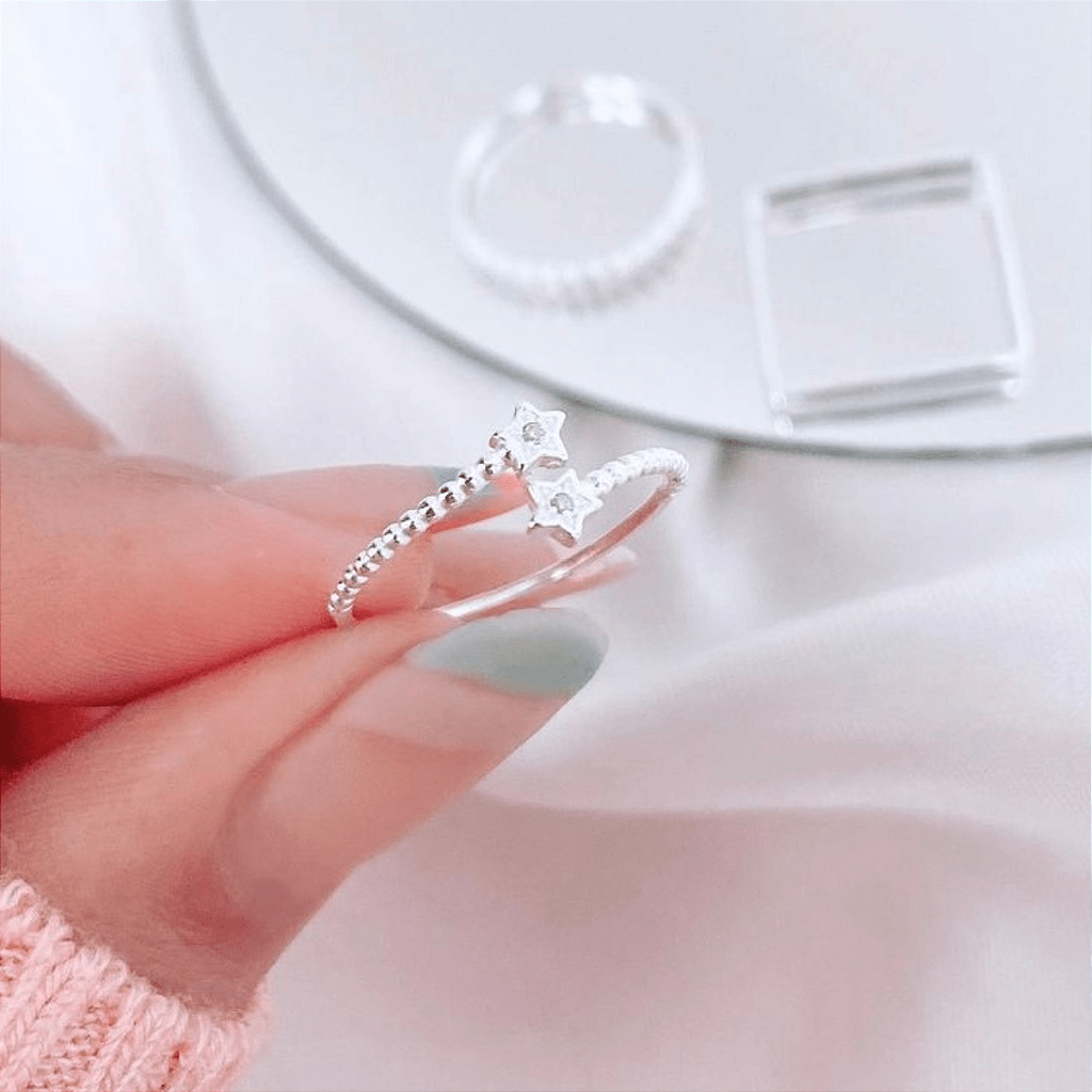 Anel Falange Duas Estrelas Prata 925 - Karina Pratas