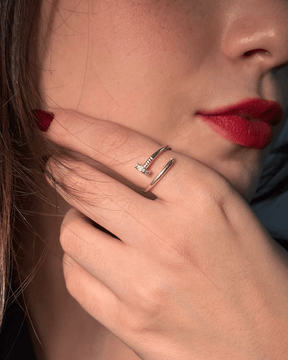 Anel Prego Cravejado Prata 925 - Karina Pratas